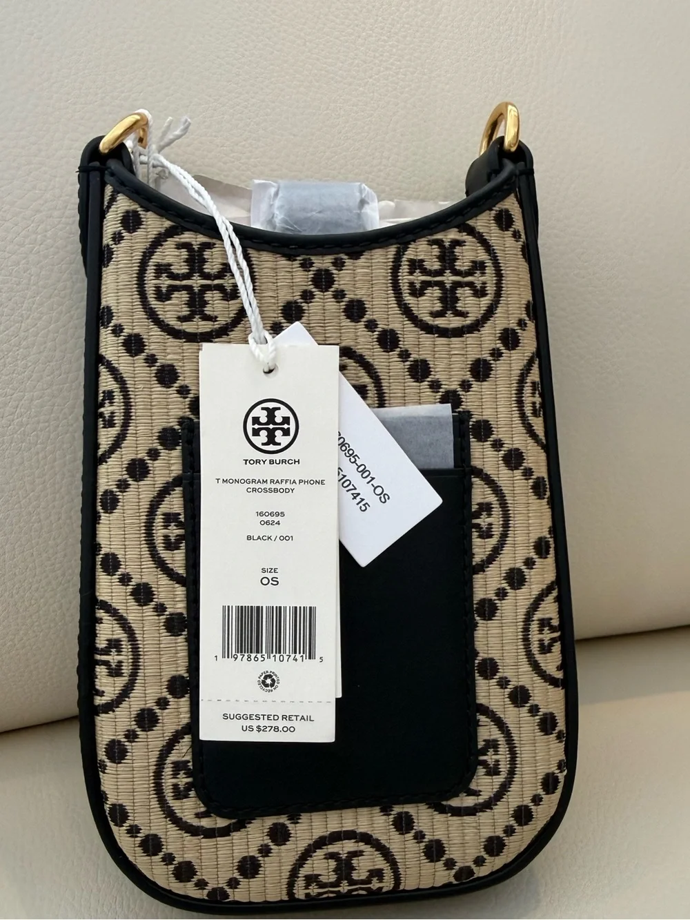 NWT T Monogram Raffia Phone crossbody